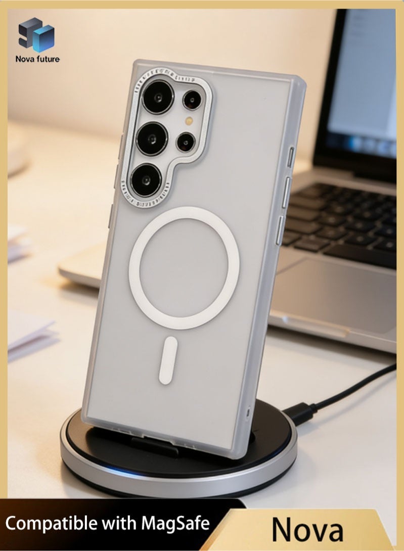 Nova future for Samsung S25 Ultra Case, Compatible with MagSafe, Magnetic Translucent Matte Back Shockproof Cover with Strong Magnet, Slim Thin Full Protection Phone Case for Galaxy S25 Ultra 5G (white) - Image 1