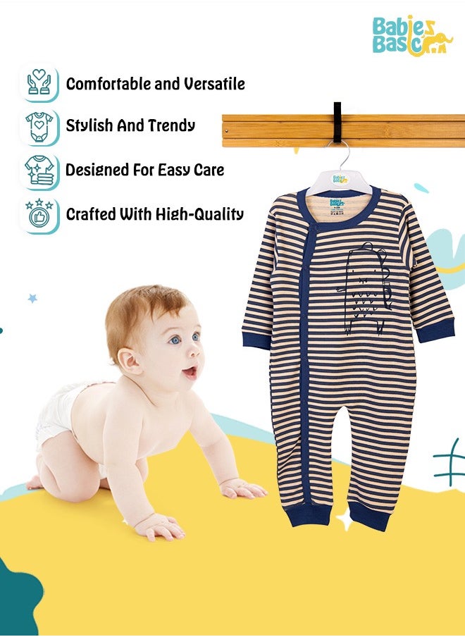 Babies Basic 100% Cotton Printed Long Sleeves Jumpsuit/Romper/Sleepsuit For Babies  - Image 3