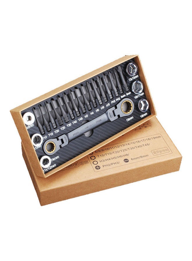 NIBEMINENT 23-Piece Multi-Angle Ratchet Wrench Bits Set Grey/Black - Image 1