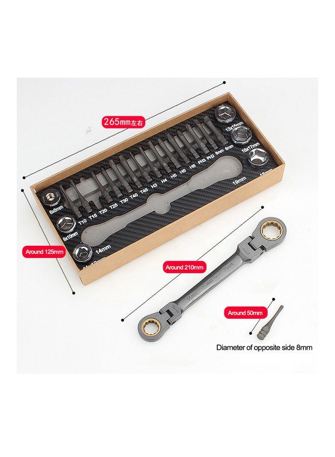 NIBEMINENT 23-Piece Multi-Angle Ratchet Wrench Bits Set Grey/Black - Image 4