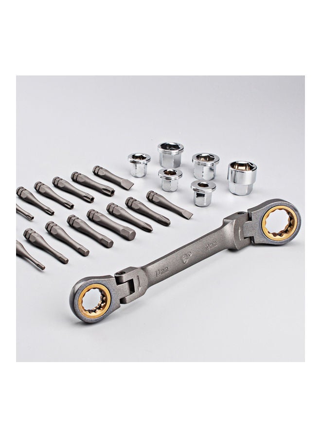 NIBEMINENT 23-Piece Multi-Angle Ratchet Wrench Bits Set Grey/Black - Image 2