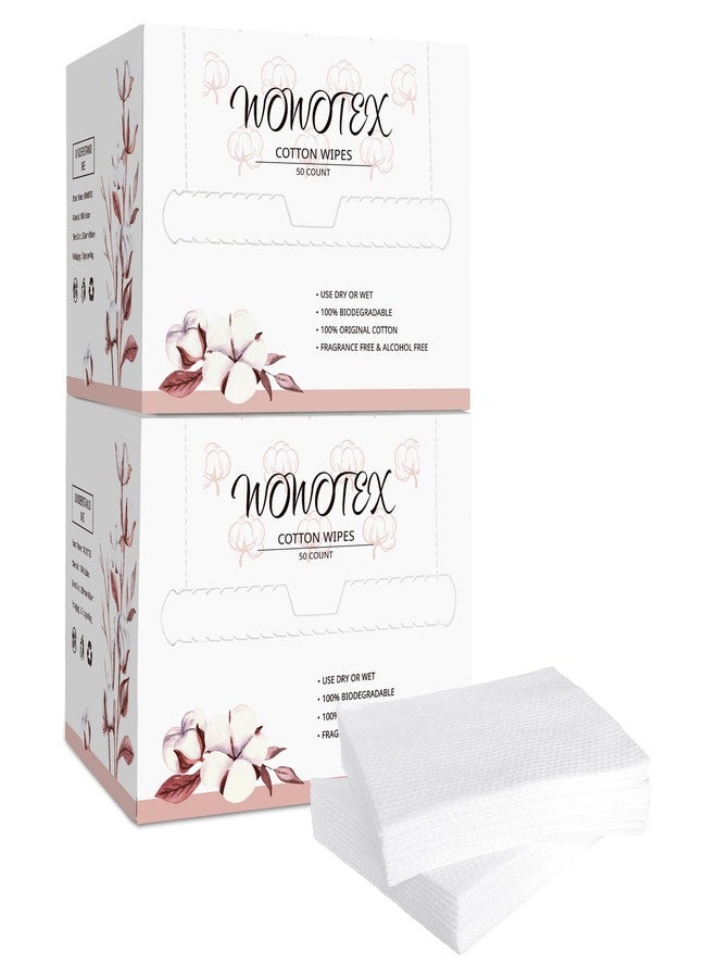 WOWOTEX 100% Cotton Disposable Face Towel 100 Count 10x12 Inch | Biodegradable Thick Soft One Time Use Dry Wipes for Sensitive Skin, Baby Care, Facial Cleaning, Makeup Removal - Image 1
