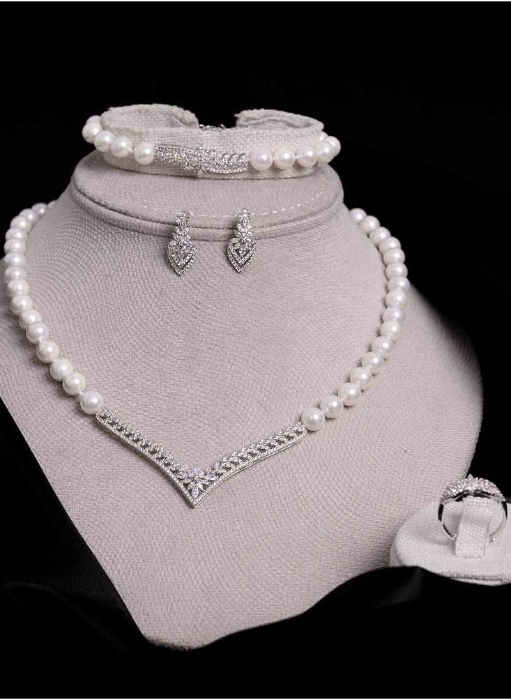 ALBAROO - A modern and luxurious jewelry set studded with precious pearls and zircon for various occasions - Image 1