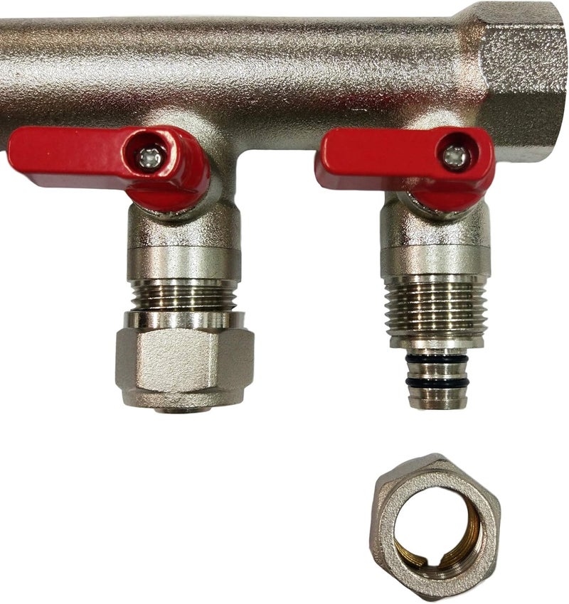 Fitting Stores 4 Loop Plumbing Manifold w/ 1" trunk & 1/2" pex ball valves, blue handle - Image 5