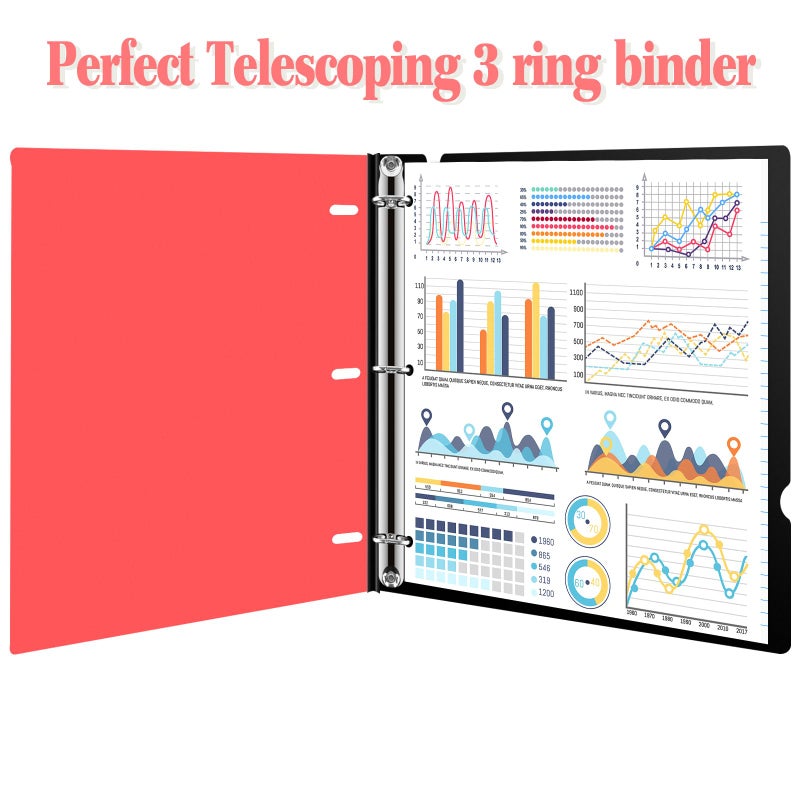 INFUN Telescoping 3 Ring Binder, Portable Plastic 0.75 inch 3 Ring Binder with Telescoping Spine and Foldable Front Cover Holds 8.5" x 11" Paper for School,Office and Homes-Red - Image 4