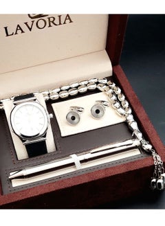 Laforea watch gift set for men consisting of 4 pieces, a rosary watch, a pen and a set of buttons