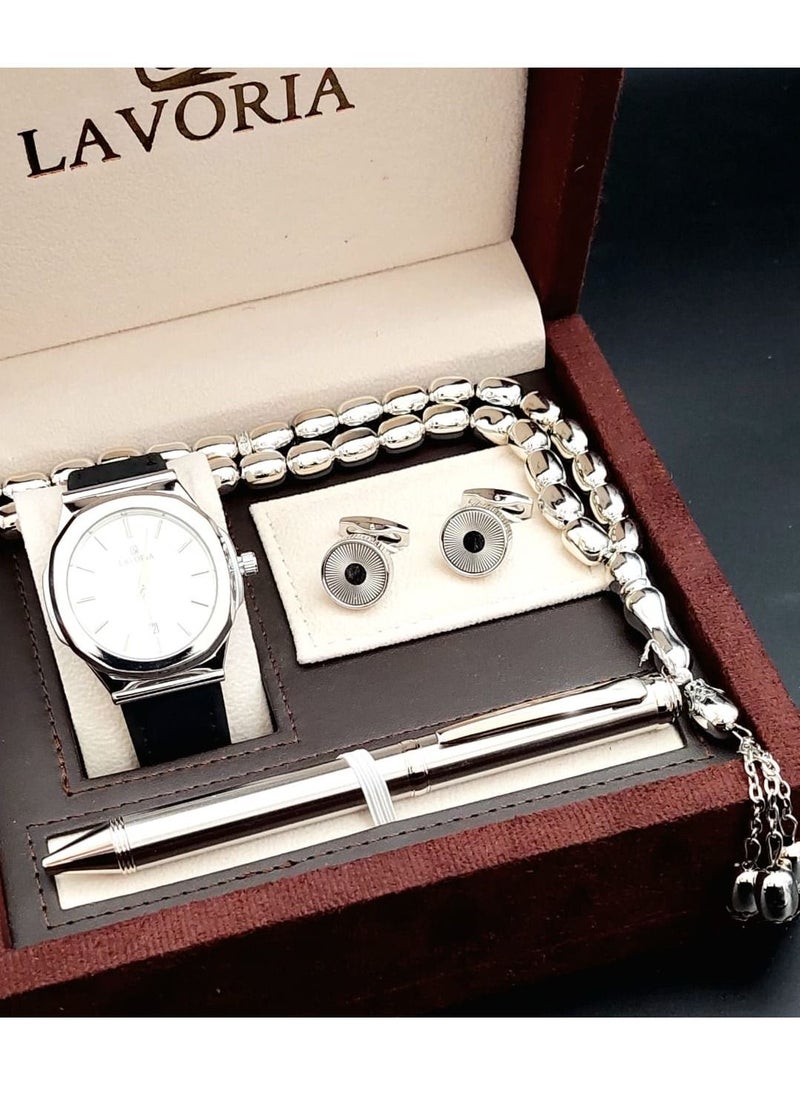 LAVORIA - Laforea watch gift set for men consisting of 4 pieces, a rosary watch, a pen and a set of buttons - Image 1