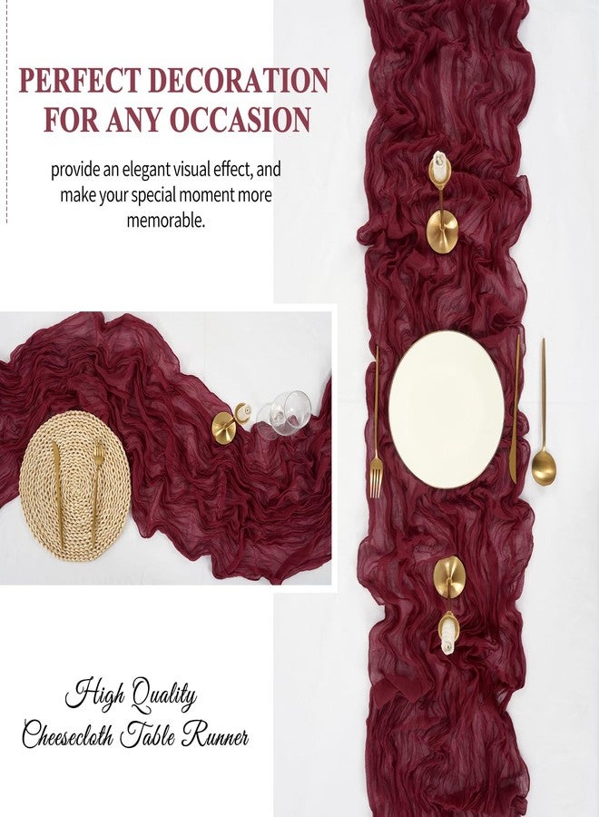 Tomeurperf 10 Pack Burgundy Cheesecloth Table Runner 20 x 120 Inch Rustic Gauze Boho Cheese Cloth Table Runners 10Ft for Wedding Party Bridal Shower Decoration - Image 4