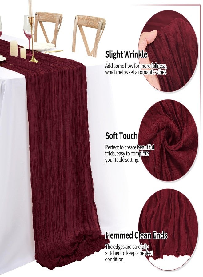 Tomeurperf 10 Pack Burgundy Cheesecloth Table Runner 20 x 120 Inch Rustic Gauze Boho Cheese Cloth Table Runners 10Ft for Wedding Party Bridal Shower Decoration - Image 3