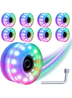 SYOSI Roller Skate Wheels with Luminous Quad[8 Pack], Light Up Speed Skates Wheels for Indoor or Outdoor Double Row Skating and Skateboard  - Image 1