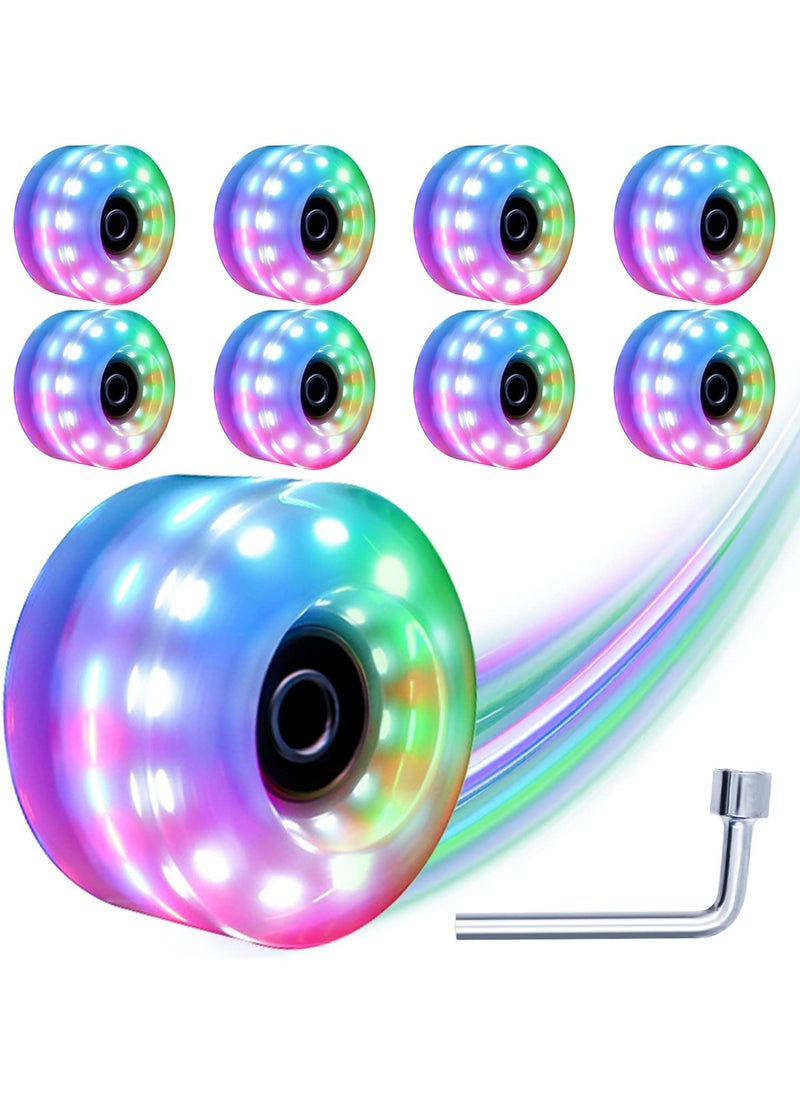 SYOSI Roller Skate Wheels with Luminous Quad[8 Pack], Light Up Speed Skates Wheels for Indoor or Outdoor Double Row Skating and Skateboard  - Image 1