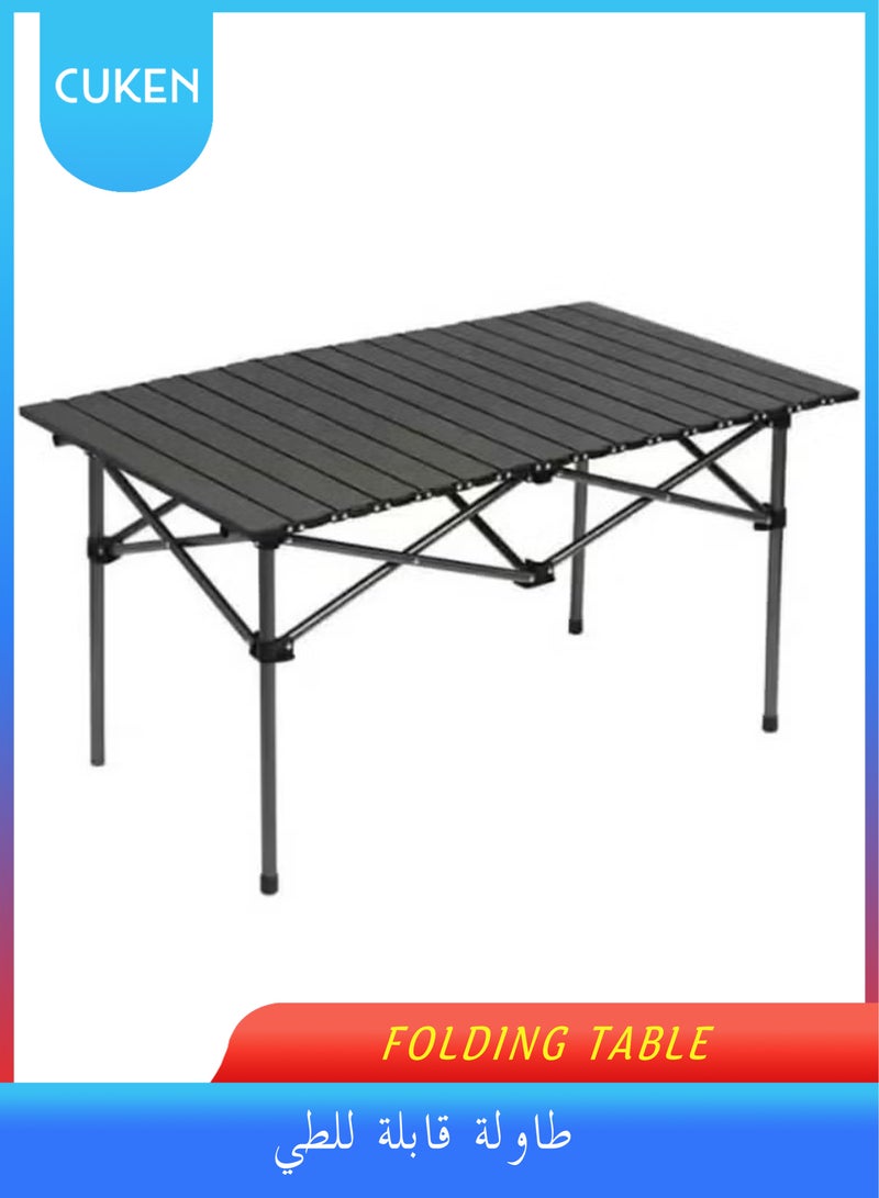 ساكن للطي طاولة التخييم في الهواء الطلق طاولة التخييم المحمولة طاولة قابلة للطي وخفيفة الوزن وسهلة الحمل, مثالية للاستخدام في الهواء الطلق والنزهات والطبخ والشاطئ والمشي لمسافات طويلة وصيد الاسماك والتخييم95*55*50 سم، أسود - Image 1