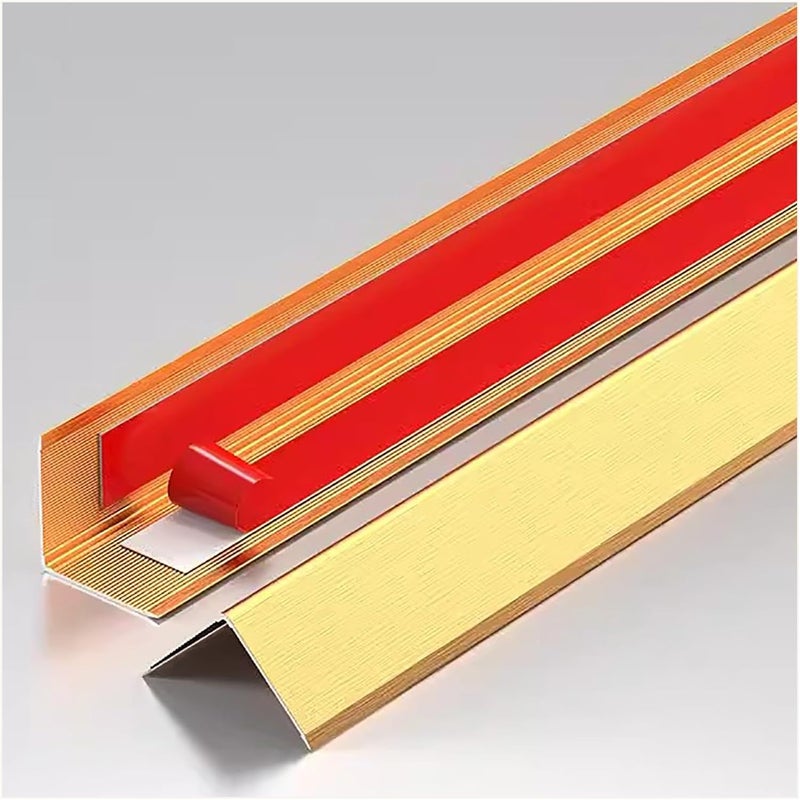 Corner Protection Strip, Aluminum Alloy Corner Protection Strip, Corner Protection Strip, Self-Adhesive Corner Strip Tile Stainless Steel Protector For Living Room Decorationr.Gold-2.5x120cm/1x47.2in - Image 1