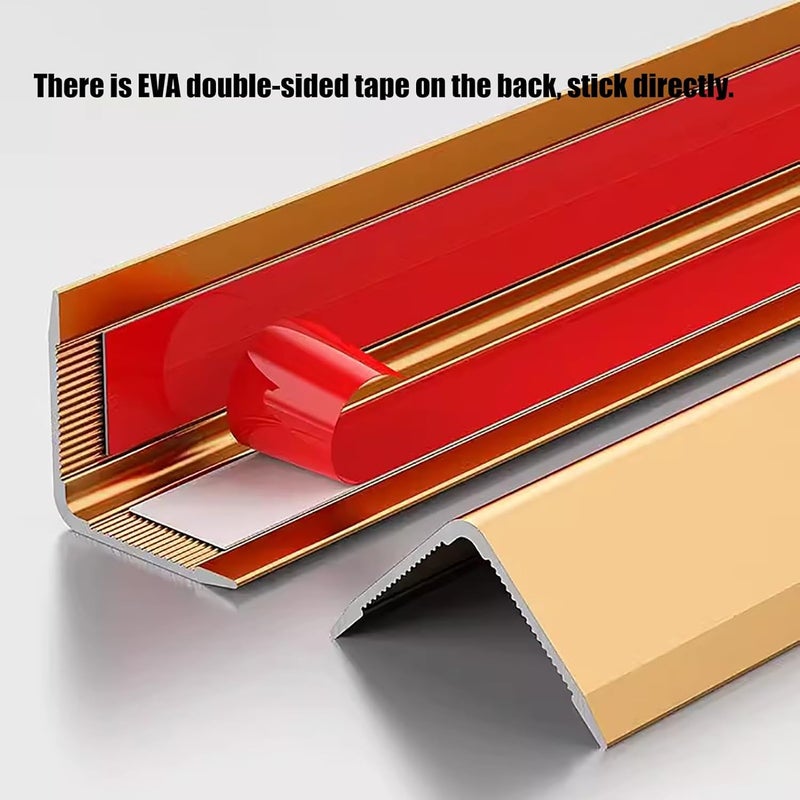 Corner Protection Strip, Aluminum Alloy Corner Protection Strip, Corner Protection Strip, Self-Adhesive Corner Strip Tile Stainless Steel Protector For Living Room Decorationr.Gold-2.5x120cm/1x47.2in - Image 4