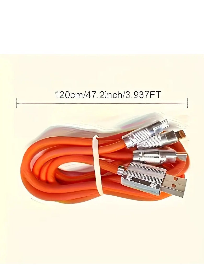 ماركة غير محددة كابل شحن سريع ٣ في ١ معتمد من MFi | طاقة عالية ١٢٠ واط من USB إلى Lightning/Type-C | سلك مزامنة بيانات دائري من السيليكون مع موصلات من سبائك الزنك | متوافق مع أجهزة iPhone وAndroid (١١٩.٩٩ سم)  - Image 3