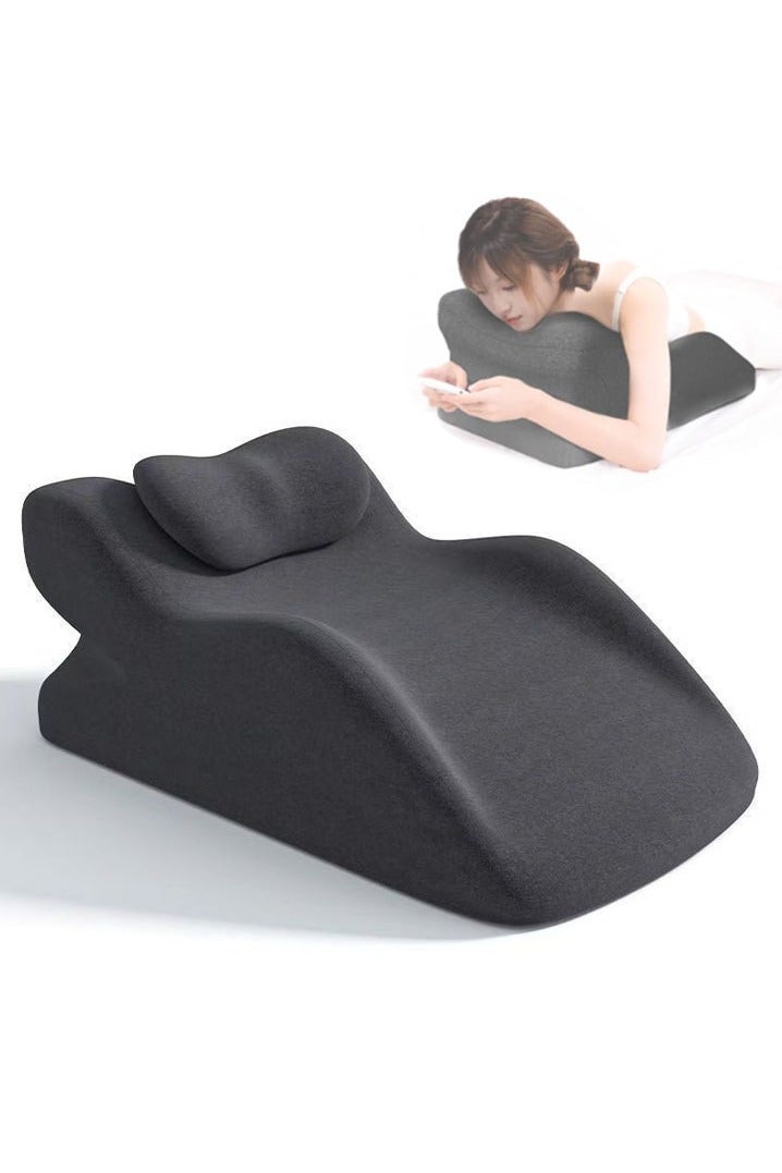L&E Adult Ergonomic Memory Foam Bed Triangle Wedge Pillow Headboard for Sitting up Back Neck Pain Relief with Face Down Massage Prone Pillow Function for Reading, with Washable Cover - Image 1