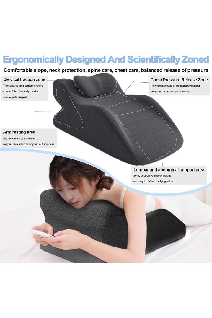 L&E Adult Ergonomic Memory Foam Bed Triangle Wedge Pillow Headboard for Sitting up Back Neck Pain Relief with Face Down Massage Prone Pillow Function for Reading, with Washable Cover - Image 2
