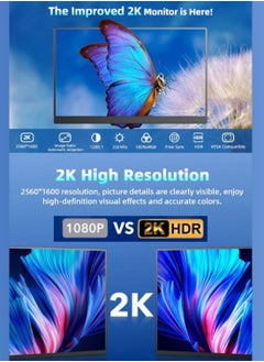HILUKE Portable Monitor 14inch 2.5K Laptop Monitor USB C HDMI Gaming Ultra-Slim IPS Display Smart Cover & Speakers, 2560*1600P Screen for Laptop, HDR Plug&Play, External Monitor for Laptop PC Phone Mac Xbox  - Image 3