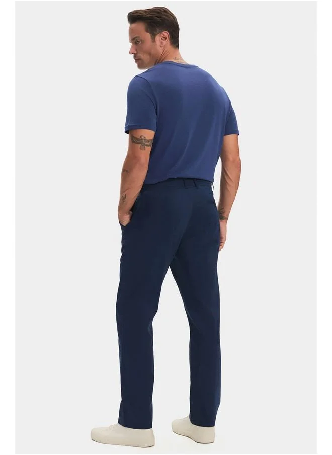 JUNE June Men Regular Fit 100% Cotton Trouser Navy