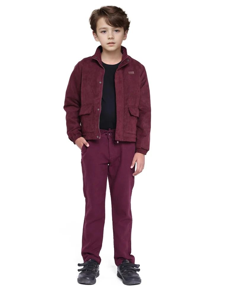 Rare Ones Rare Ones Kids Katpil Maroon Polyester Full Sleeve Solid Jacket