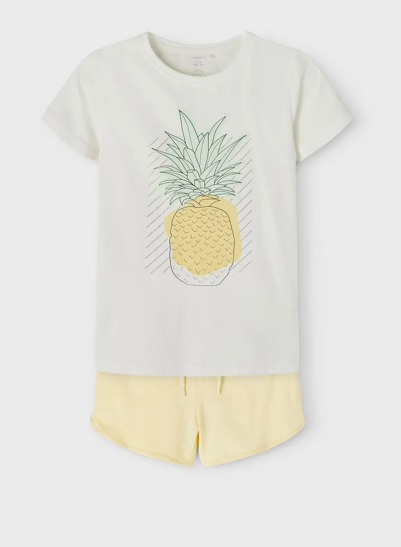 NAME IT Youth Pineapple Print T-Shirt & Shorts Set