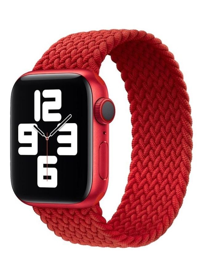 NIBEMINENT Metal Head Braided Nylon Solid Colour Replacement Strap Watchband For Apple Watch Series 7/6/5/4/3/2/1/SE 41/40/38mm Red - Image 2
