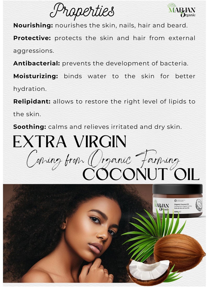 MARJAN ORGANIC 100% Organic Cold Pressed Virgin Coconut Oil, 50g, For Smooth Hair & Glowing Skin, Nourishing & Hydration All Skin Types, Massage Oil, 100% Virgin, unrefined & chemical-free  - Image 2