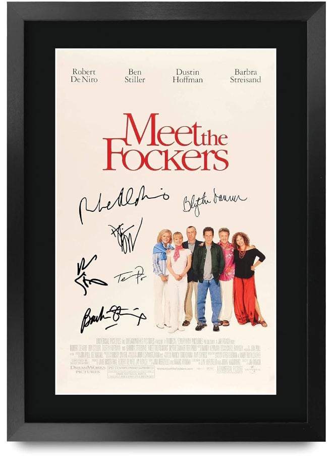 HWC Trading HWC Trading Meet the Fockers Robert DeNiro, Ben Stiller, Dustin Hoffman 16 x 12 inch Framed Gifts Printed Poster Signed Autograph Picture for Movie Memorabilia Fans - 16" x 12" Framed  - Image 1