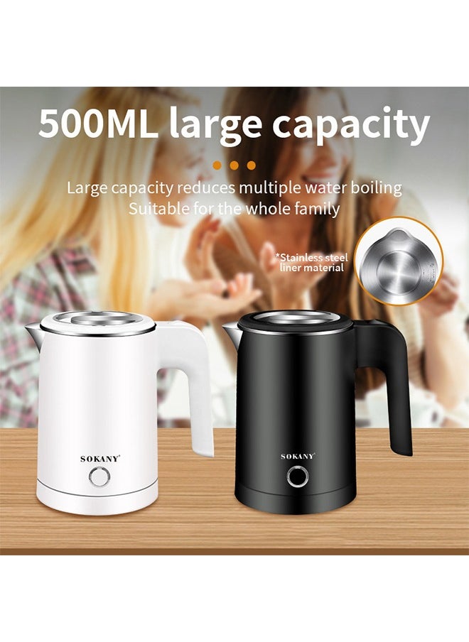 sokany Kettle Electric Kettle 0.5 L 600W Concealed Heating Element Double Insulation Fast Boiling White  - Image 2
