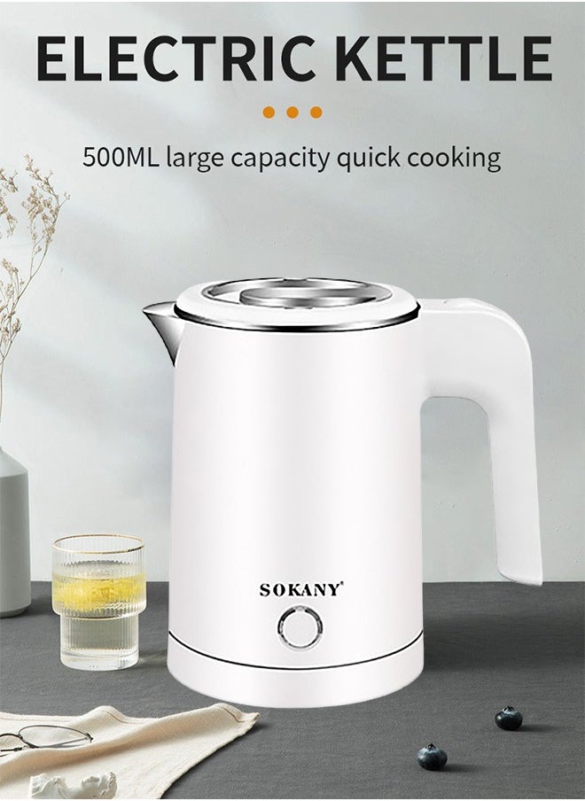 sokany Kettle Electric Kettle 0.5 L 600W Concealed Heating Element Double Insulation Fast Boiling White  - Image 5