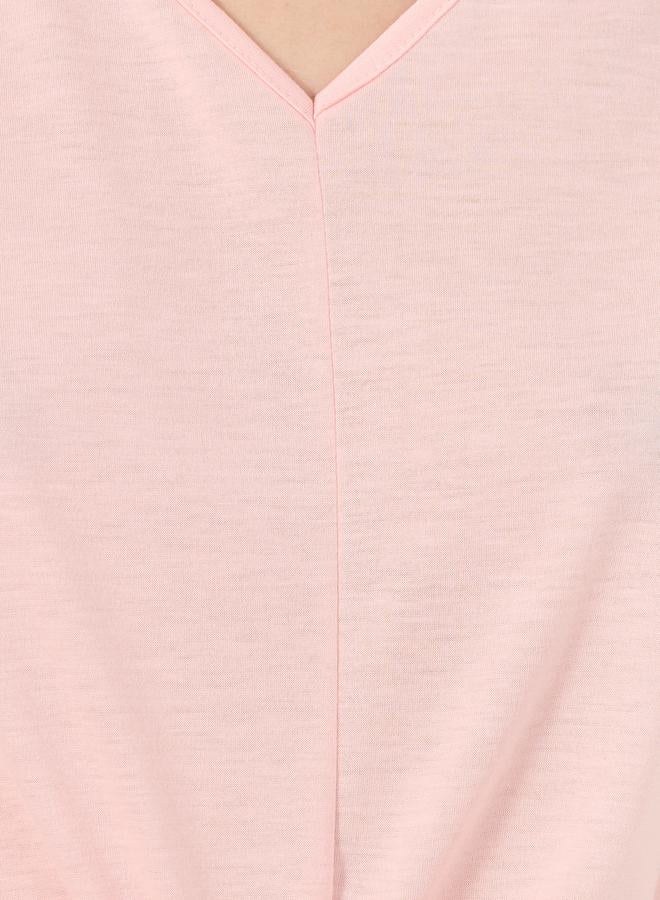 Styli V Neck Tie Front T-Shirt and Floral Pyjama Set  - Image 3