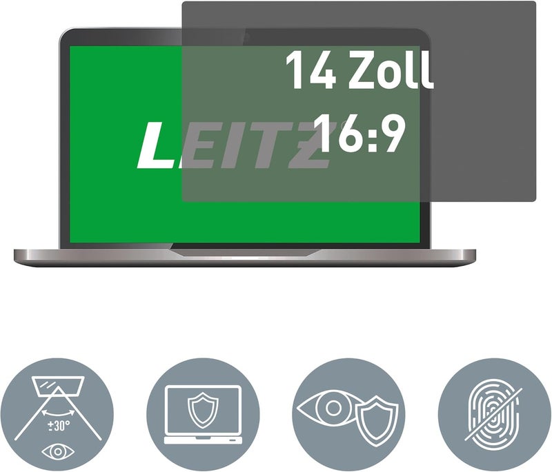 ليتز فلتر خصوصية لابتوب Leitz مقاس 14 بوصة (16:9)، فيلم حماية قابل للإزالة لأجهزة اللابتوب، مع فلتر الضوء الأزرق وحماية من الوهج، يمكن استخدامه على كلا الجانبين، متوافق مع شاشات اللمس، صنع في ألمانيا - Image 2
