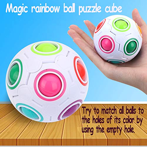 TANCH Magic Rainbow Ball Puzzle Cube Fidget Stress Relief Ball Brain Teasers Games Toys for Kids Adults 12 Holes - Image 5
