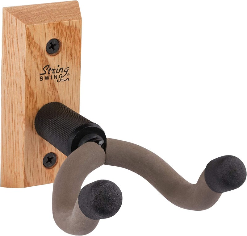 String Swing CC01K Guitar Hanger - Wall Mount Bracket Holder for Acoustic and Electric Guitars in Natural Oak - Image 1