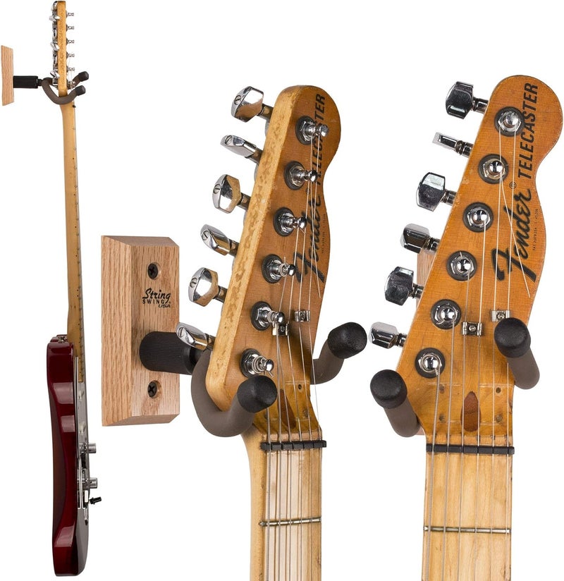 String Swing CC01K Guitar Hanger - Wall Mount Bracket Holder for Acoustic and Electric Guitars in Natural Oak - Image 2