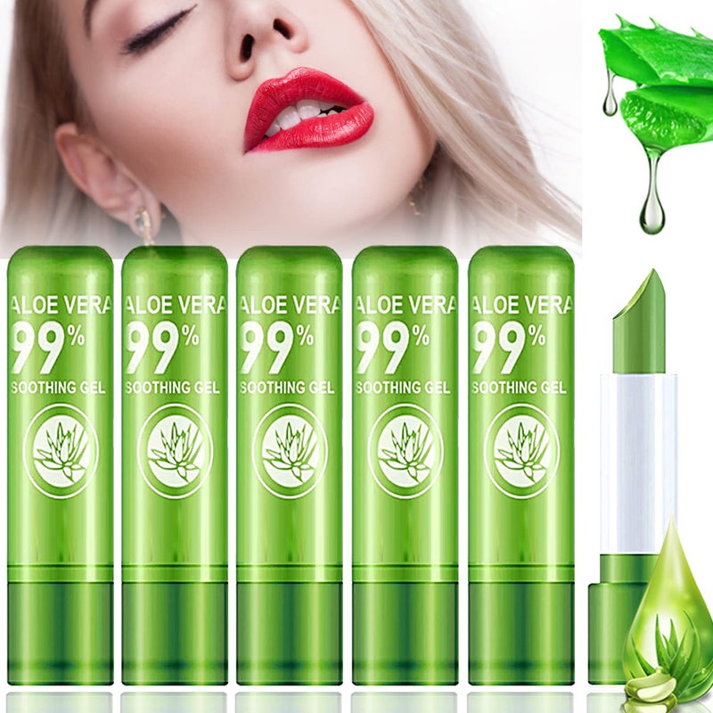 LZYLLS LZYLLS 6 Pack Aloe Vera LipstickLong Wear Nourishing Lip stickWaterproof Moisturizing Color Changing Lip Balm LipstickLip GlossMagic Temp Color Change Matte Lip Gloss Makeup