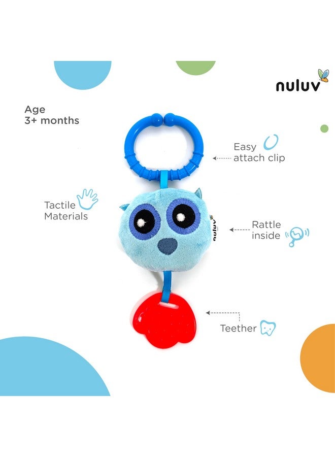 Nuluv Owl Teether Rattle Plush Toy, Soft & Cuddly with Stroller Attachment Ribbon for 3+ Months Babies - Image 2