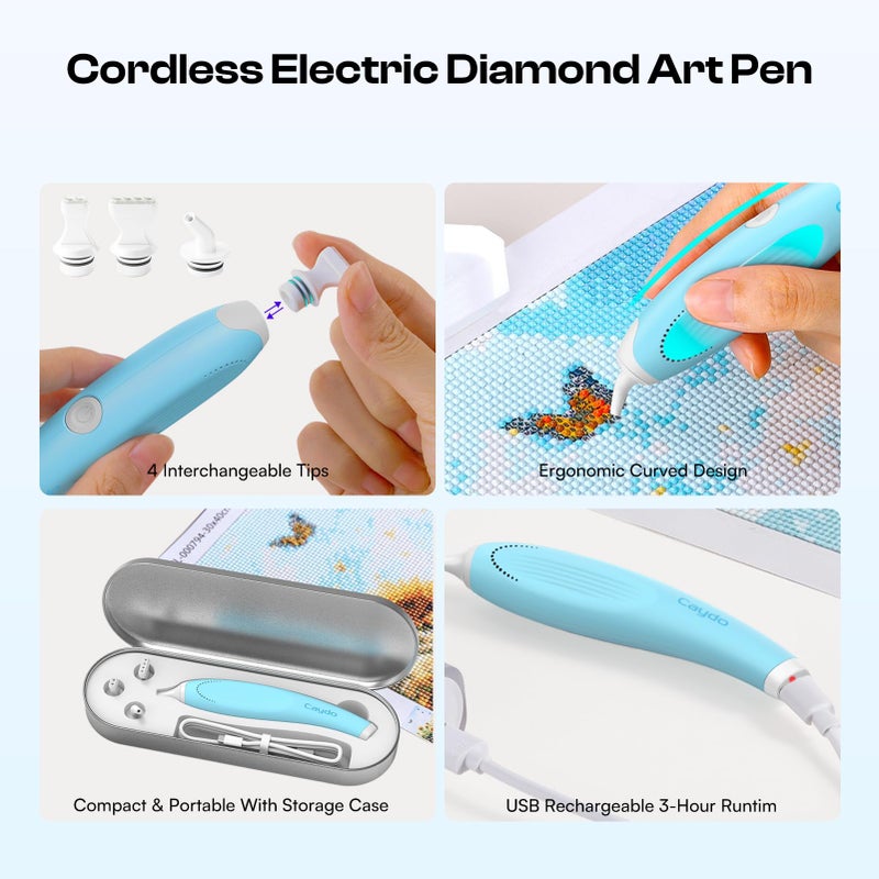 Caydo 22 PCS Diamond Art Painting Tools and Accessories Kits with Diamond Art Painting Trays, Electric Diamond Art Pens, Sealer and Roller Art Supplies for Beginners - Image 3