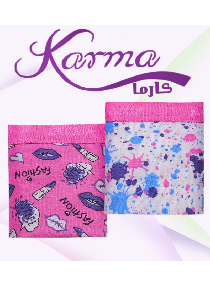 Karma Pack Of 2 Printed Cotton Hot Short Panties For Women  - Image 3
