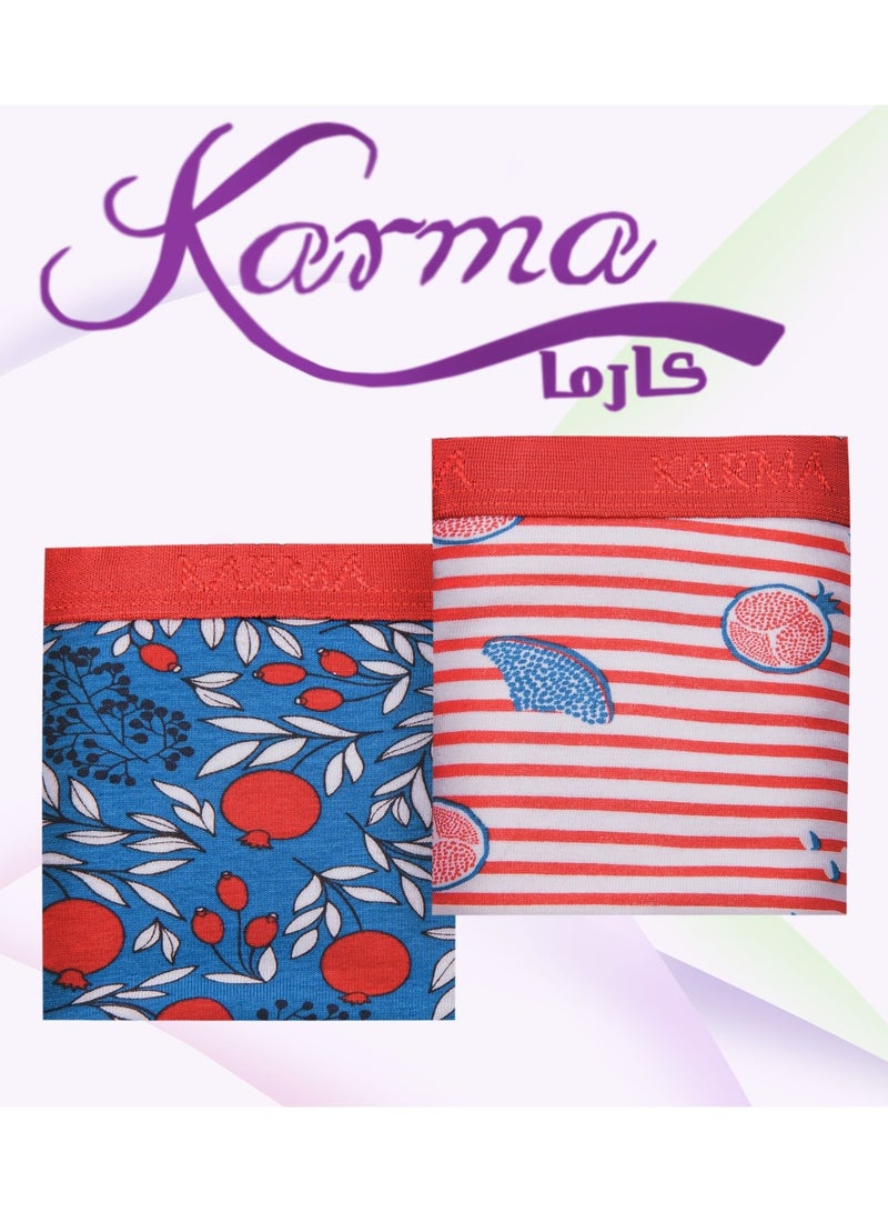 Karma Pack Of 2 Printed Cotton Hot Short Panties For Women  - Image 4