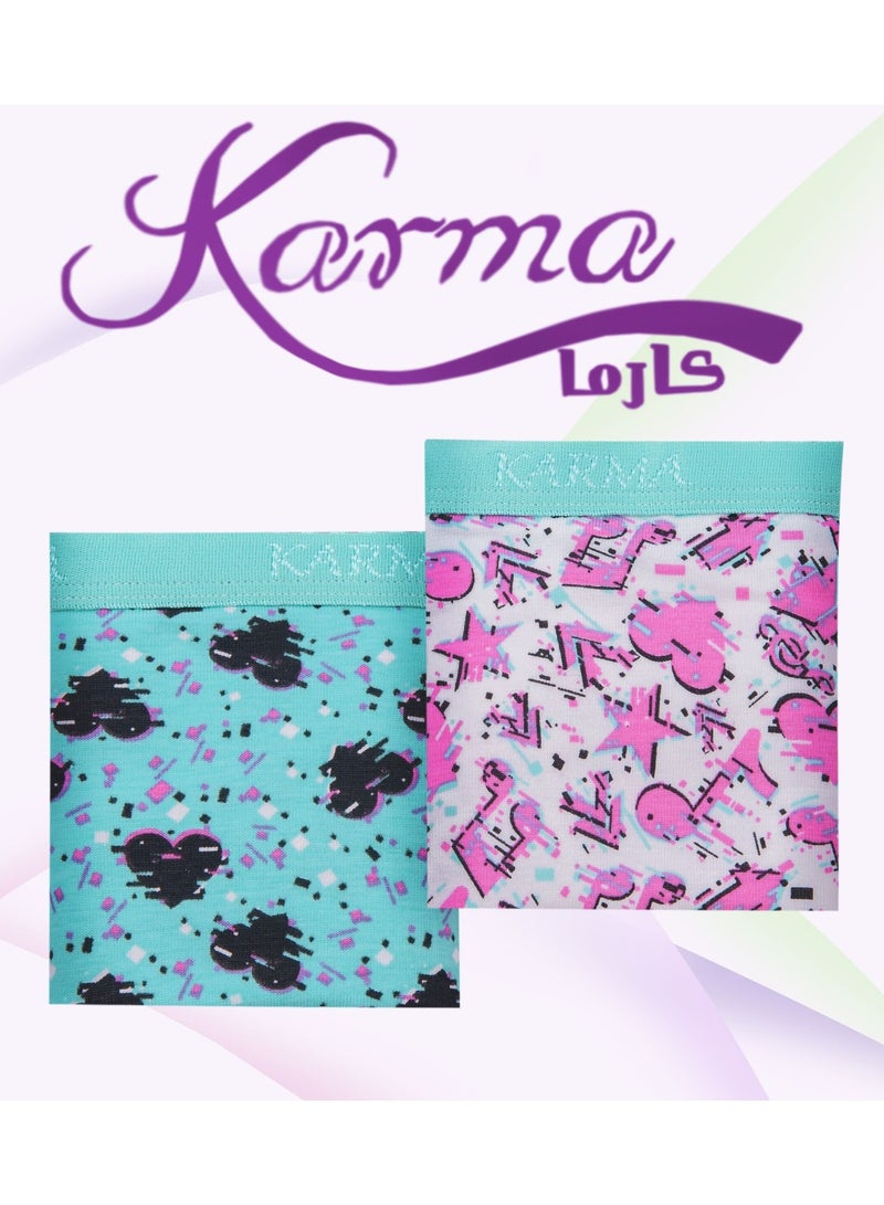 Karma Pack Of 2 Printed Cotton Hot Short Panties For Women  - Image 5