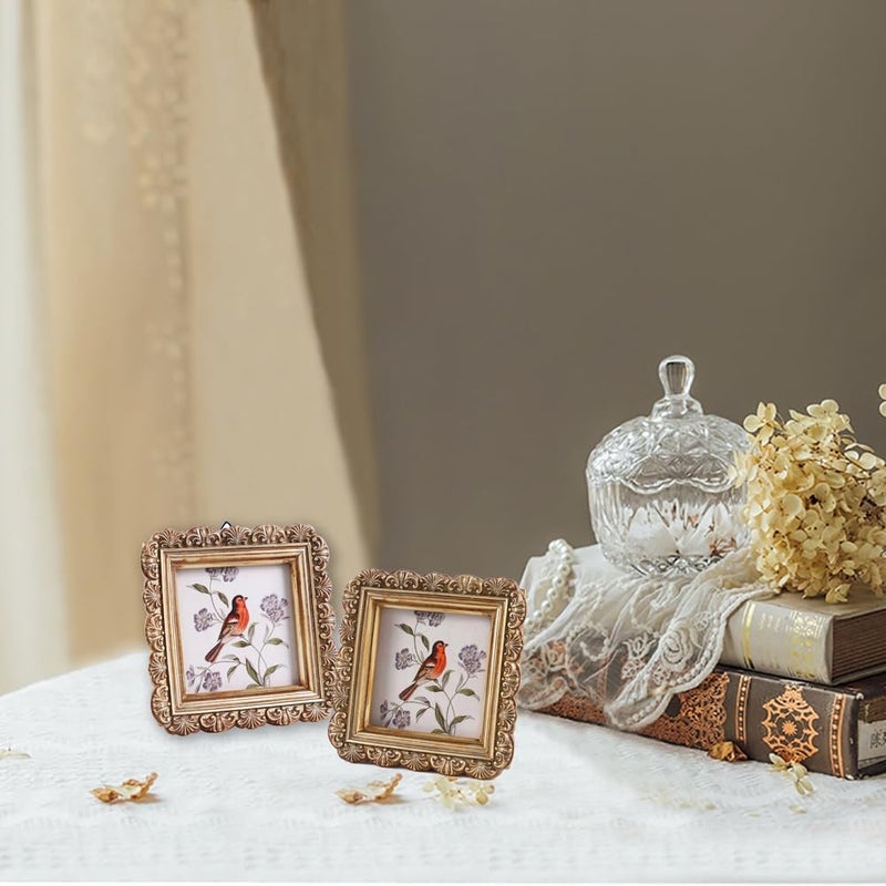 LIHOLO Vintage Picture Frames 3x3 Square Bronze Antique Picture Frames with Glass Front Handcrafted Rustic Home Decor for Wall Mount and Tabletop Gallery Wall Art - Image 5