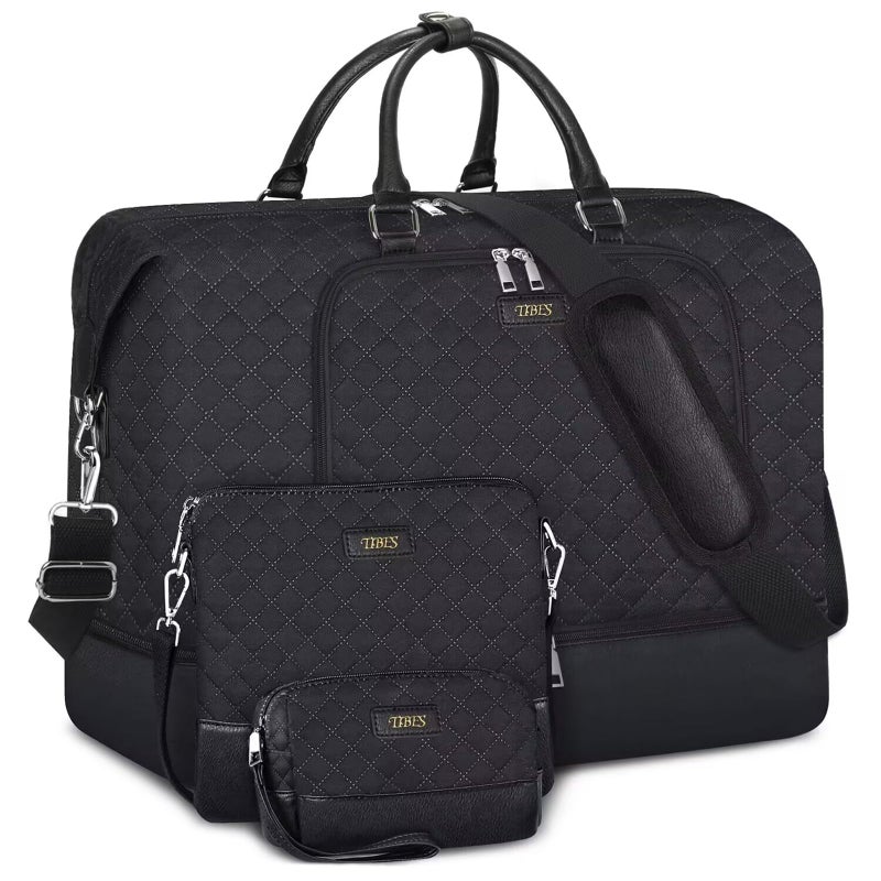 TIBES Travel Weekender Bag for Women, 21" Overnight Bag with Shoe Compartment 50L Large Travel Duffel Bag Carry On Tote for Weekend, Overnight, Business Trips, Water Resistant - Image 1