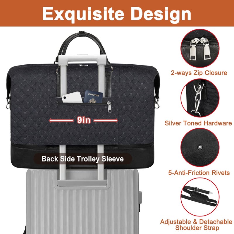 TIBES Travel Weekender Bag for Women, 21" Overnight Bag with Shoe Compartment 50L Large Travel Duffel Bag Carry On Tote for Weekend, Overnight, Business Trips, Water Resistant - Image 5