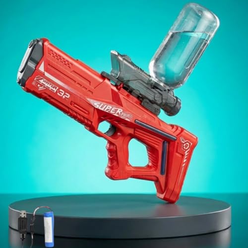 VikriDA Electric Water Blaster for Kids & Adults | 900CC Automatic Squirt Gun with Rechargeable Battery | Up to 26 ft Range | Backyard Water Fun Toy – Red - Image 1