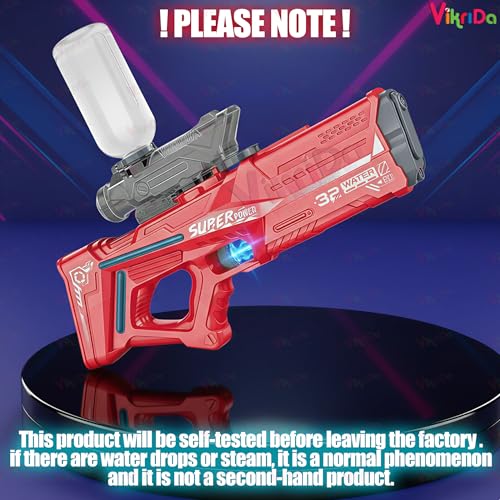 VikriDA Electric Water Blaster for Kids & Adults | 900CC Automatic Squirt Gun with Rechargeable Battery | Up to 26 ft Range | Backyard Water Fun Toy – Red - Image 2