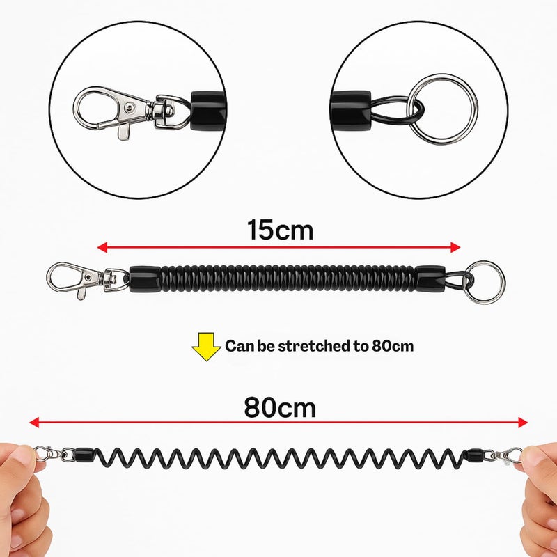 Flavizo Phone Lanyard Strap Set, Adjustable Mobile Hanging Chain with Black Rope, White Tab and Carabiner, Lightweight Phones Sling Accessory for Smartphone Safety - Image 2
