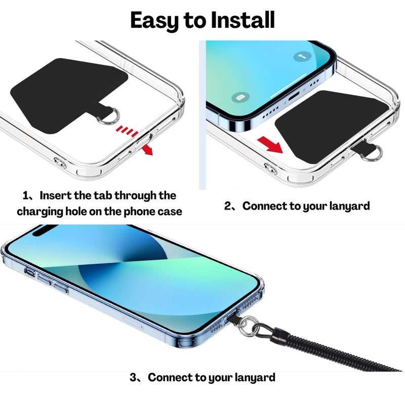 Flavizo Phone Lanyard Strap Set, Adjustable Mobile Hanging Chain with Black Rope, White Tab and Carabiner, Lightweight Phones Sling Accessory for Smartphone Safety - Image 3