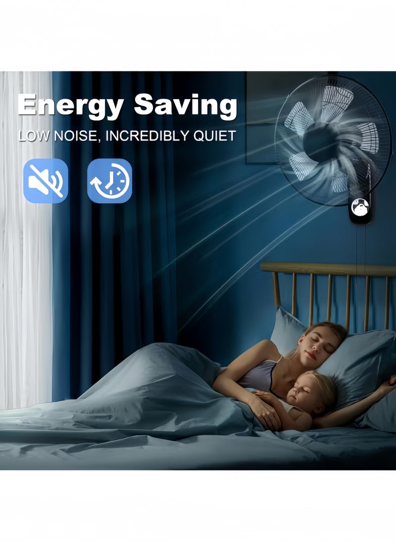 جيجيرو مروحة حائط متذبذبة، مروحة حائط صناعية 16 بوصة 4000 قدم مكعب في الدقيقة مع 3 سرعات، إمالة قابلة للتعديل 45 درجة وتذبذب 70 درجة، مثالية للمنزل وغرفة النوم والصالة الرياضية والمكتب، لون أبيض - Image 4