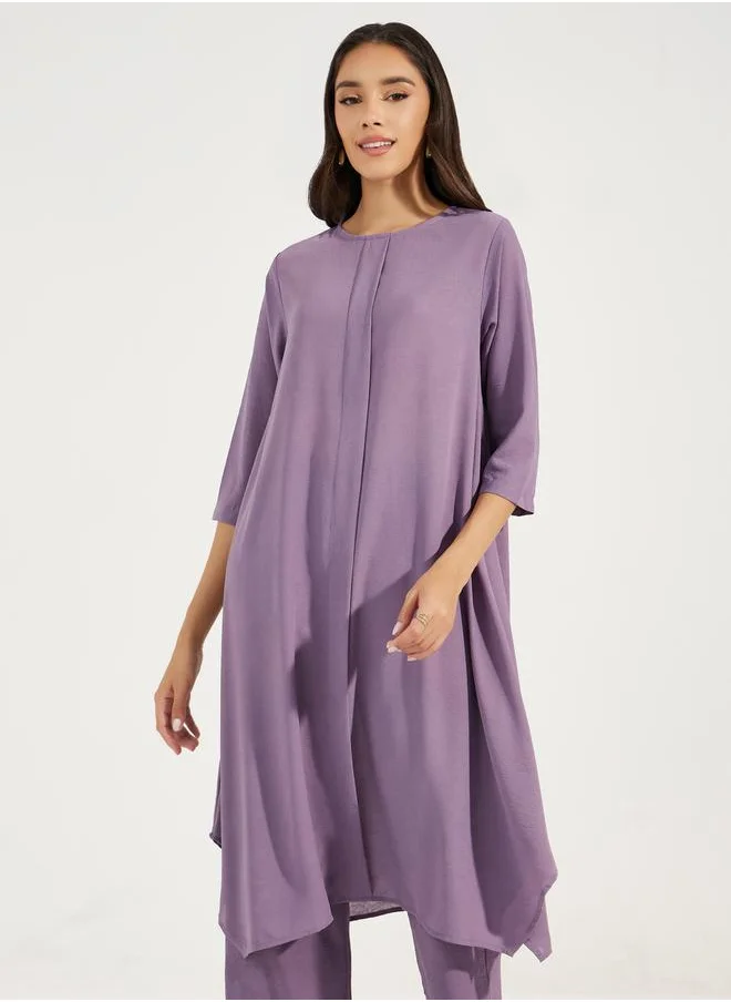 Styli Front Pleat 3/4 Sleeves Regular Fit Tunic